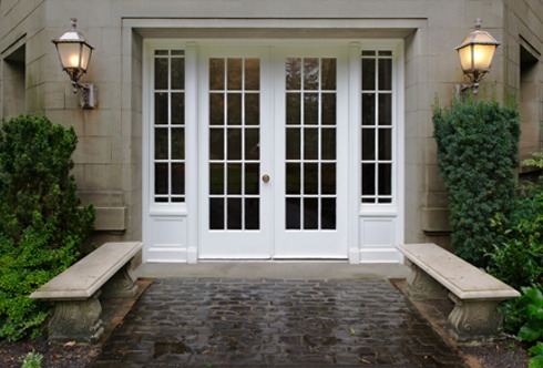 french door entry way with sidelight glass